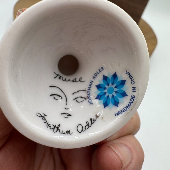 Jonathan Adler Mr. & Mrs. Muse Egg O Cups Whimsical fun white mustache lips uniq - Picture 3 of 5